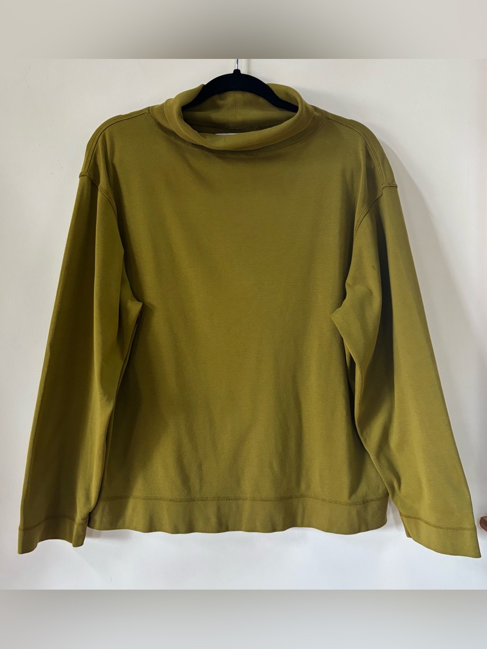 MARGARET HOWELL HIGH NECK T-SHIRT COTTON THERMAL JERSEY - DARK OCHRE